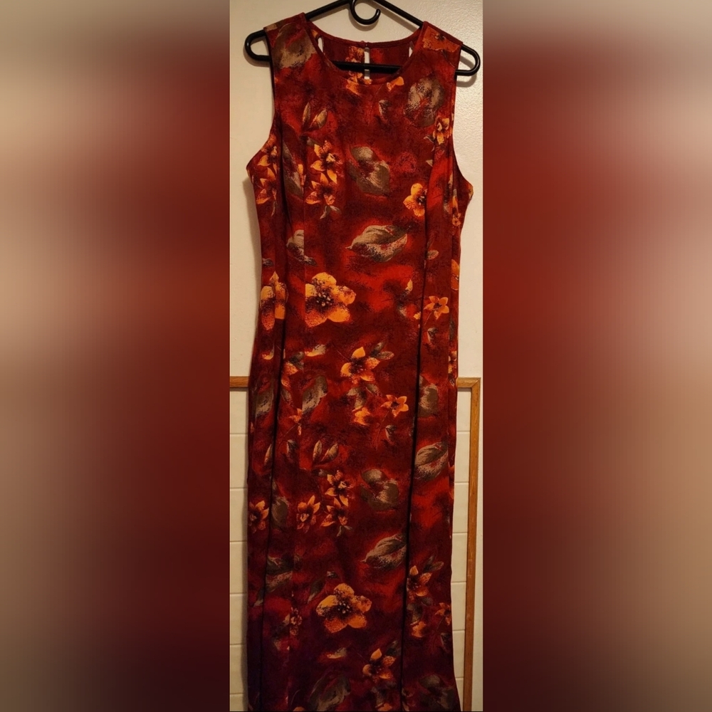 Floral Orange & Red Dress